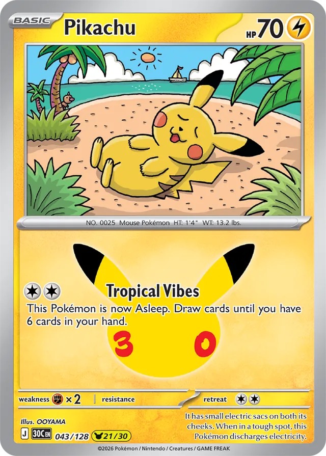 Pikachu 21/30 - 043/128: 30th Celebration (30C EN)