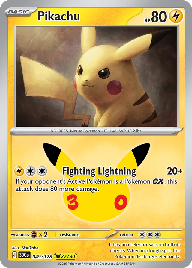 Pikachu 27/30 - 049/128: 30th Celebration (30C EN)