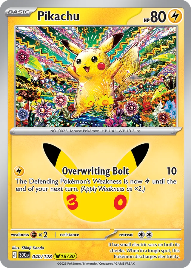 Pikachu 18/30 - 040/128: 30th Celebration (30C EN)