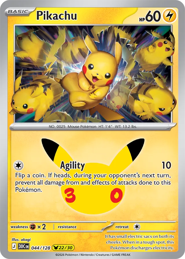 Pikachu 22/30 - 044/128: 30th Celebration (30C EN)