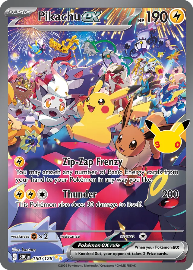 Pikachu ex - 150/128: 30th Celebration (30C EN)