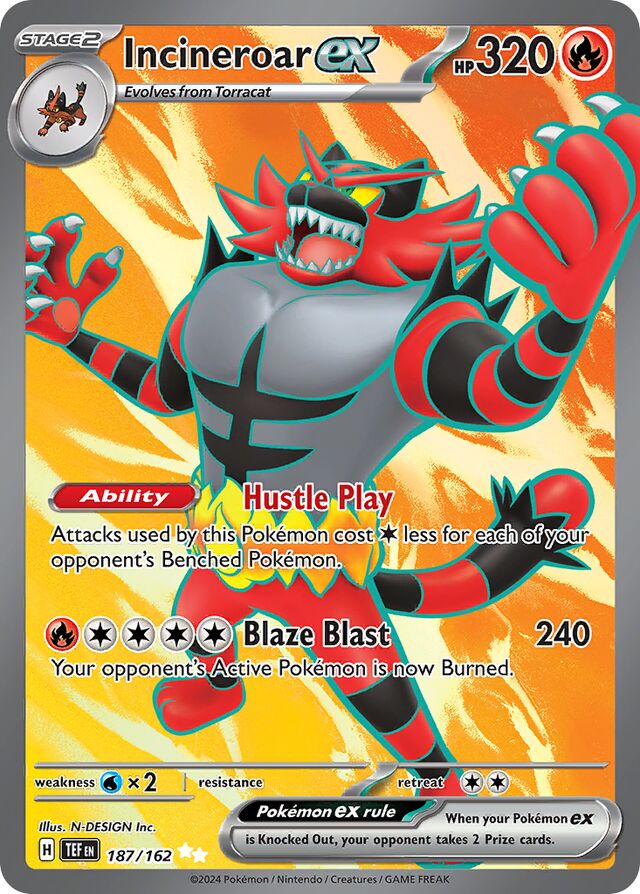 Incineroar ex - 187/162: Temporal Forces (TEF)