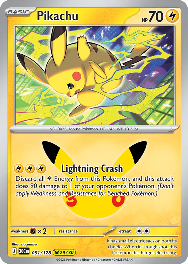 Pikachu 29/30 - 051/128: 30th Celebration (30C EN)