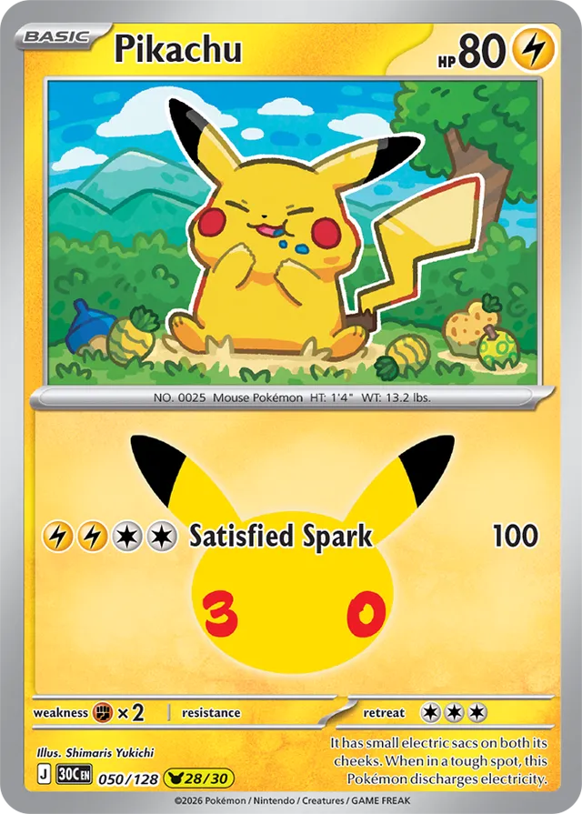 Pikachu 28/30 - 050/128: 30th Celebration (30C EN)