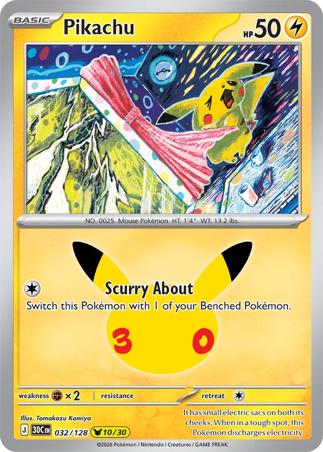 Pikachu 10/30 - 032/128: 30th Celebration (30C EN)