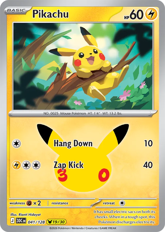 Pikachu 19/30 - 041/128: 30th Celebration (30C EN)
