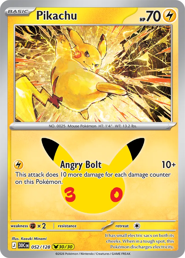 Pikachu 30/30 - 052/128: 30th Celebration (30C EN)