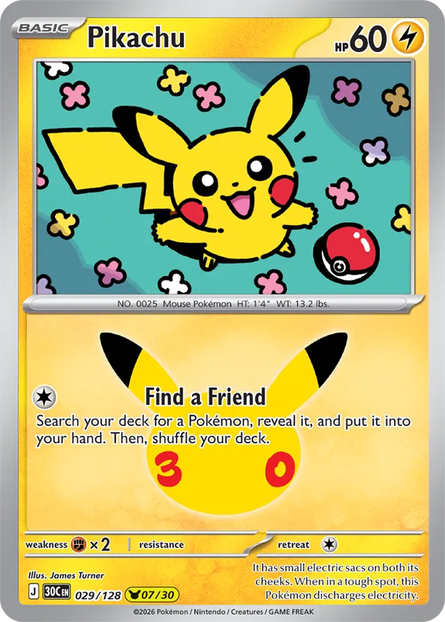 Pikachu 07/30 - 029/128: 30th Celebration (30C EN)