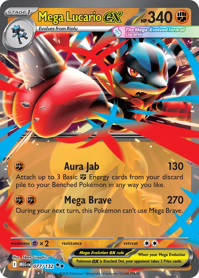 Mega Lucario EX - 077/132: Mega Evolution (MEG)