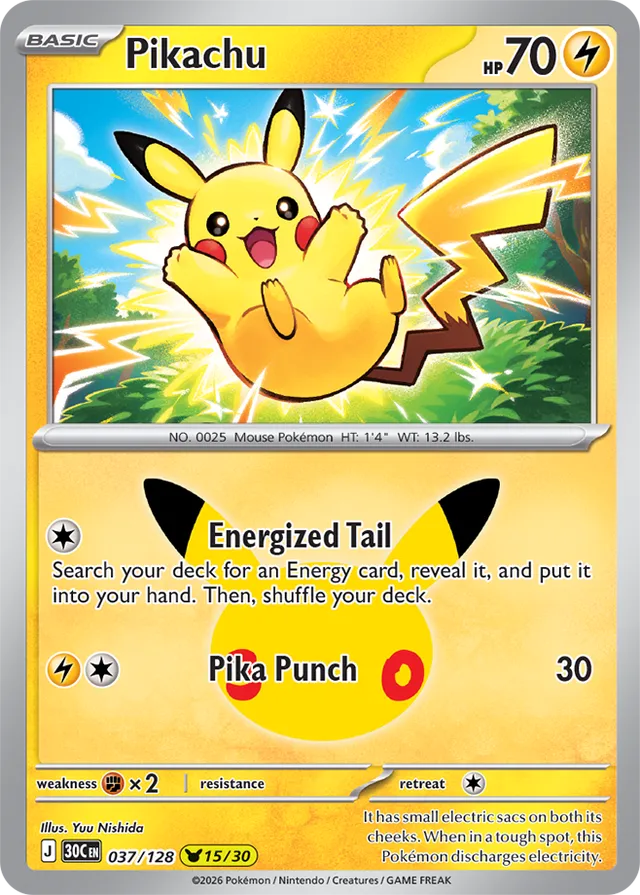 Pikachu 15/30 - 037/128: 30th Celebration (30C EN)