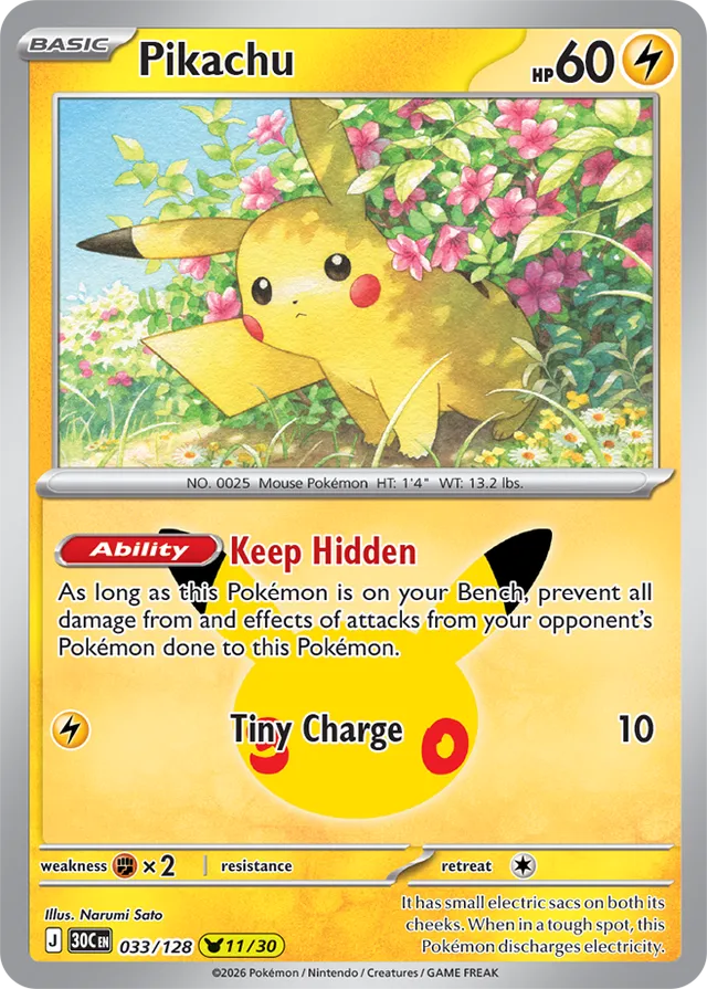 Pikachu 11/30 - 033/128: 30th Celebration (30C EN)