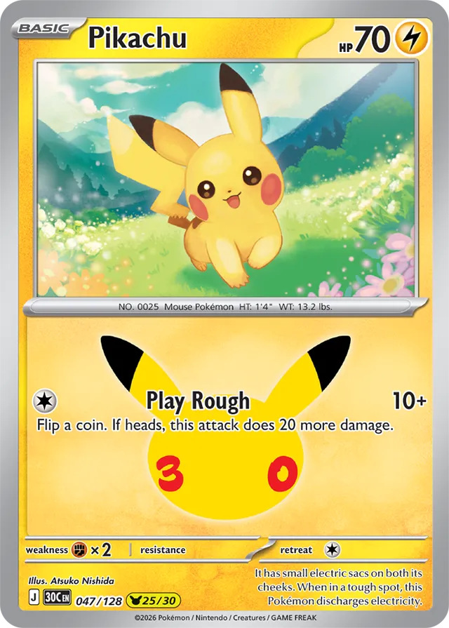 Pikachu 25/30 - 047/128: 30th Celebration (30C EN)